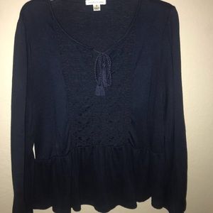 Navy blue top with embroidery